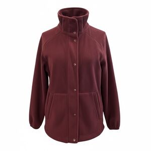 Beyond Yoga Explorer Fleece Jacket Burgundy Snap Front Cozy Size S